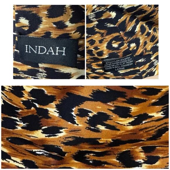 M18 INDAH Reversible Lace Up Leopard Print/Solid One Piece SZ L $198 - Picture 13 of 13